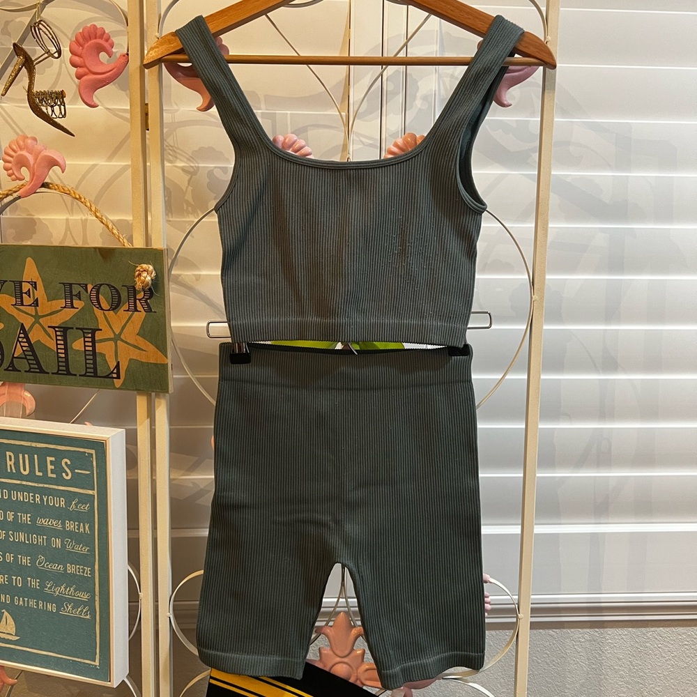Zara Ribbed Two-Piece Set in Teal